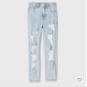 High Rise Distressed Mom Jeans